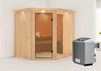 Karibu | Fiona 2 Sauna met Dakkraag | Kachel 9 kW Geïntegreerde Bediening