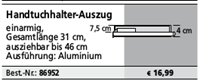 FACKELMANN Handdoekhouder Aluminium Uittrekbaar tot 46 cm (1-delig)