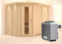 Karibu | Malin Sauna met Dakkraag | Energiesparende Deur | Kachel 9 kW Geïntegreerde Bediening