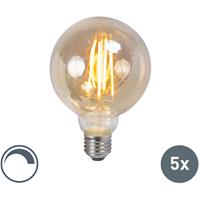 LUEDD Set van 5 E27 dimbare LED filament smoke lamp 5W 450lm 2200K