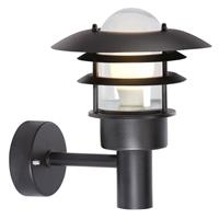 Voordeur verlichting wandlamp zwart 'Lonstrup 22' Nordlux E27 fitting IP44