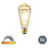 luedd 5er-Set E27 LED-Lampen 8W 2000-2600K dimmbar Goldfäden - 