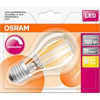 osram LED SUPERSTAR CLASSIC A 100 BLI DIM Warmweiß Filament Klar E27 Glühlampe, 289031 - 