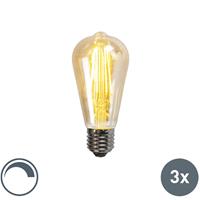 luedd 3er Set E27 dimmbare LED Fadenrauchlampe ST64 5W 450 Lumen 2200K - 