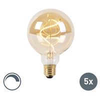 LUEDD Set van 5 E27 dimbare LED lampen spiraal G95 goud 4W 270 lm