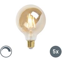 LUEDD Set van 5 E27 dimbare LED filament lamp 9, 5 cm 5W 360 lumen 220