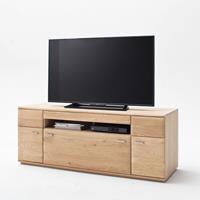lomadox TV-Lowboard 150cm BADALONA-05 in Eiche Bianco massiv, Front gerundet - B/H/T: 150/58/50cm