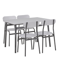 beliani Essgruppe Grau/Schwarz Stahl und MDF-Platte rechteckiger Tisch 110x70 cm mit 4 Stühlen Moderner Industrieller Retro Stil Küche Wohn-Küche - Grau