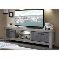 wohn-concept TV Lowboard Fernsehtisch 180cm GRONAU-55 in Betonoxid mit Haveleiche Nb., inkl. LED, BxHxT: 180x59x48cm