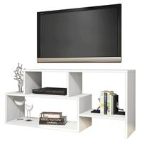homemania Clover TV-Schrank - Modern - mit Einlegeboeden - vom Wohnzimmer - Weiss aus Holz, PVC, 121,8 x 30 x 53,8 cm - 