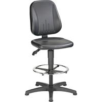 Bimos Werkstoel 9651, kunstleer, glijders, voetenring, zwart