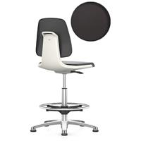 Bimos Werkstoel Labsit hoog, kunstleer, glijders, B 450 x D 420 x H 520 - 770 mm, wit