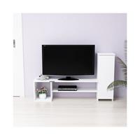 Homemania - Nice TV-Schrank mit Tueren, Regalen - aus dem Wohnzimmer - Weiss aus Holz, 151 x 29,5 x 90 cm