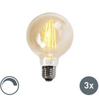 LUEDD Set van 3 E27 dimbare LED Filament lampen goldline G95 5W 450LM