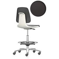 Bimos Werkstoel Labsit hoog, integraalschuim, zit-stop-wielen, B 450 x D 420 x H 560 - 810 mm, wit
