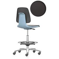 Bimos Werkstoel Labsit hoog, integraalschuim, zit-stop-wielen, B 450 x D 420 x H 560 - 810 mm, blauw