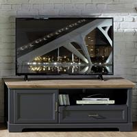 lomadox TV-Lowboard klein JÜLICH-36 im Landhaus-Design Dekor Graphit und Artisan Eiche B/H/T 143x54x51cm