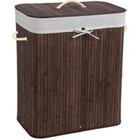 tectake Wäschekorb, aus Bambus, herausnehmbarer Wäschesack, 2 Tragegriffe, 53 x 33,5 x 63 cm