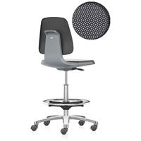 bimos Werkdraaistoel LABSIT, hoge stoel met lastafhankelijk geremde wielen en voetring, zitting van Supertec, antraciet
