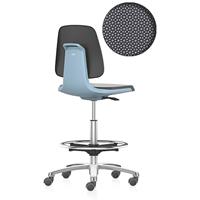 bimos Werkdraaistoel LABSIT, hoge stoel met lastafhankelijk geremde wielen en voetring, zitting van Supertec, blauw
