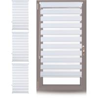 relaxdays 4 x Doppelrollo Klemmfix ohne bohren, Seitenzugrollo mit Streifen, Duo-Rollo für Fenster, Stoff 56x156 cm, weiß