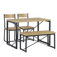 beliani Moderne Essgruppe mit 2 Stühlen und einer Bank 110 x 70 cm hellbraun Flixton - Heller Holzfarbton