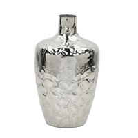 Beliani - Blumenvase aus Metall in Silber 39 cm kegelförmige Deko-Vase Glamour Stil Inshas - Silber