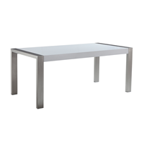 Beliani Eettafel RVS wit 180 x 90 cm ARCTIC I