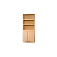 JENA combi-boekenkast, 5 OH, 3 open vakken + 2 deuren, B 800 x D 420 x H 2004 mm, beukendecor