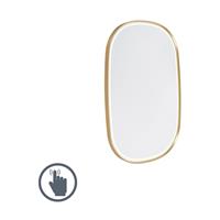 qazqa Ovaler Badezimmerspiegel Gold inkl. LED mit Touch Dimmer - Miral