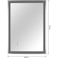 kleankin Badezimmerspiegel LED-Spiegel Nebelfreier Antibeschlag Wandspiegel Aluminium Badezimmerspiegel mit LED Licht Beleuchtung Touch-Schalter 3