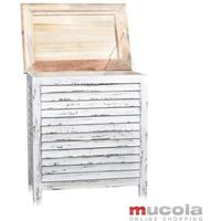mucola Truhe Wäschetruhe Aufbewahrungstruhe Shabby Stil weiß Holzkiste Lamellen Holzbox