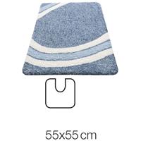 spirella Badteppich Badematte Duschvorleger Mikrofaser Hochflor | flauschig | rutschhemmend | geeignet für Fußbodenheizung | 55x55 cm | Blau