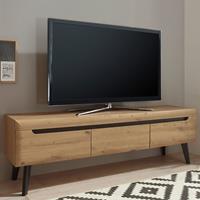 lomadox TV Lowboard 160cm im skandinavischen Design TIROL-61 Eiche Artisan mit schwarz, B/H/T ca. 160/50/40cm