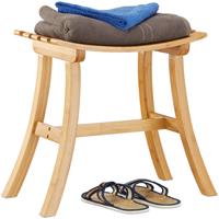 relaxdays Hocker aus Bambus, elegant geschwungener Sitzhocker f. Garderobe, Holzhocker HxBxT: 48 x 56 x 28,5 cm, natur - 
