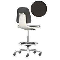 bimos Werkdraaistoel LABSIT, hoge stoel met lastafhankelijk geremde wielen en voetring, zitting met textielbekleding, wit