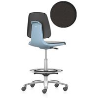 bimos Werkdraaistoel LABSIT, hoge stoel met lastafhankelijk geremde wielen en voetring, zitting met textielbekleding, blauw