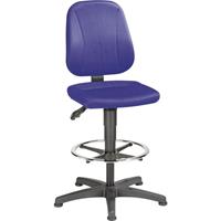 Bimos Werkstoel 9651, stoffen bekleding, glijders, voetenring, citadel middenblauw