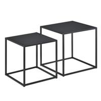 En.casa Couchtisch Design 2er Set Nachttisch Beistelltisch schwarz Metall