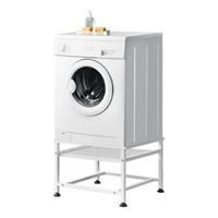 En.casa Waschmaschinen-Untergestell 63x54x41cm mit ausziehbarer Ablage max. bis 150kg Trockner Sockel Unterschrank weiß