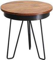 WOHNLING Beistelltisch 43 x 45 x 43 cm WL5.680 Sheesham Couchtisch Tischchen Holztisch Sofatisch Metallbeine braun/schwarz