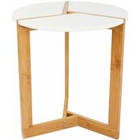 dunedesign Nordic Style Beistelltisch 40 x 45 cm Holz Tisch Rund Couchtisch Nachttisch Weiß - 