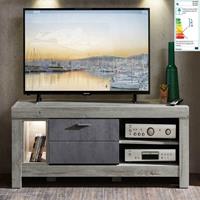 wohn-concept Modernes TV-Lowboard inkl. LED Betonoxid und Haveleiche GRONAU-55 BxHxT: 150x59x47cm - 