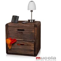 mucola Nachtschrank Nachttisch Beistellschrank Schubladen Tisch Holz Shabby Braun - 