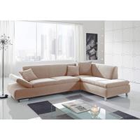 Sofa 2,5-Sitzer links mit Ecksofa rechts TERRENCE-23 feines Strukturgewebe Farbe sand Sitzhärte weich B: 270cm T: 190cm H: 76cm