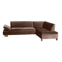 Sofa 2,5-Sitzer links mit Ecksofa rechts TERRENCE-23 Samtvelours Farbe braun Sitzhärte weich B: 270cm T: 190cm H: 76cm