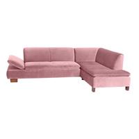 Sofa 2,5-Sitzer links mit Ecksofa rechts TERRENCE-23 Samtvelours Farbe rosé Sitzhärte weich B: 270cm T: 190cm H: 76cm