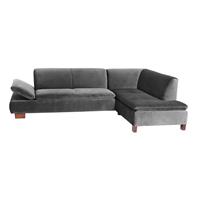 Sofa 2,5-Sitzer links mit Ecksofa rechts TERRENCE-23 Samtvelours Farbe anthrazit Sitzhärte weich B: 270cm T: 190cm H: 76cm