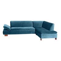 Sofa 2,5-Sitzer links mit Ecksofa rechts TERRENCE-23 Samtvelours Farbe petrol Sitzhärte weich B: 270cm T: 190cm H: 76cm