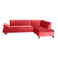 Sofa 2,5-Sitzer links mit Ecksofa rechts TERRENCE-23 Samtvelours Farbe rot Sitzhärte weich B: 270cm T: 190cm H: 76cm